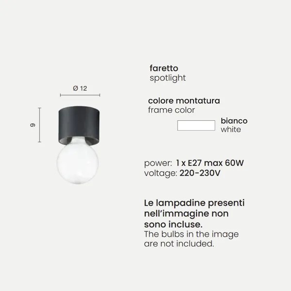 Plafoniera moderna alluminio Bianco - BOW E27 lampadina a vista 12x9 cm