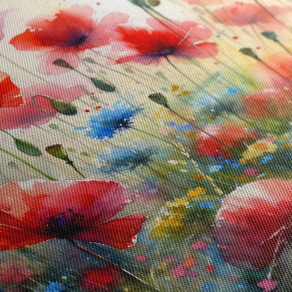 Quadro su tela – Papaveri rossi e fiordalisi blu