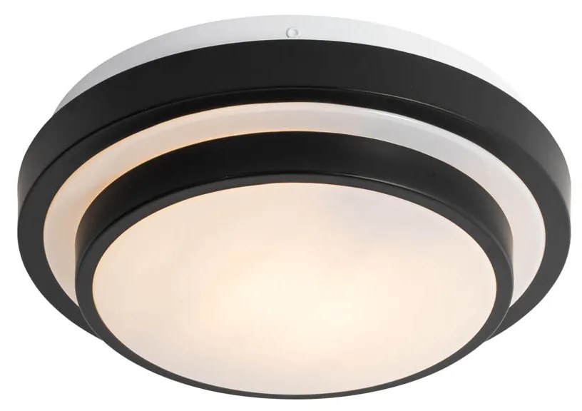 Plafoniera moderna nera con bianco 25 cm IP44 - Walden