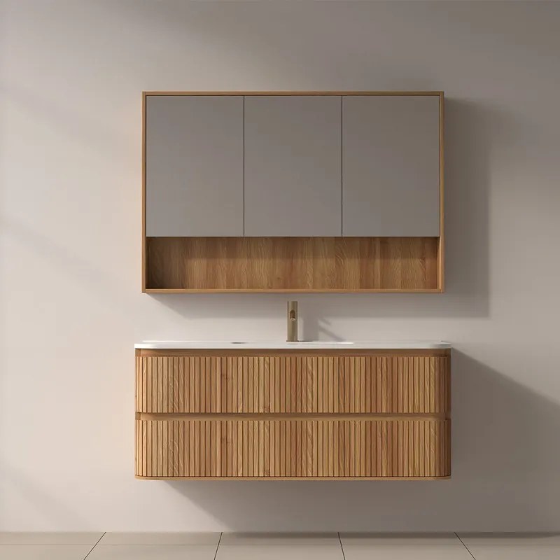 Mobile bagno cannettato 120 cm con lavabo in ceramica | KAM-NORTH-120C - KAMALU