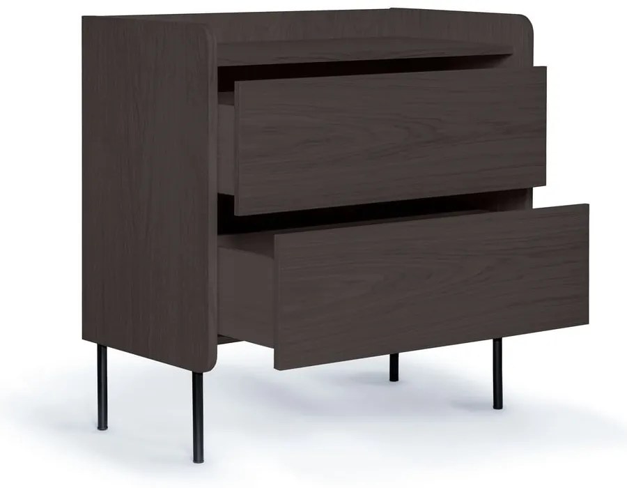 Cassettiera alta nera in rovere 80x82 cm Wrap - Bonami Selection