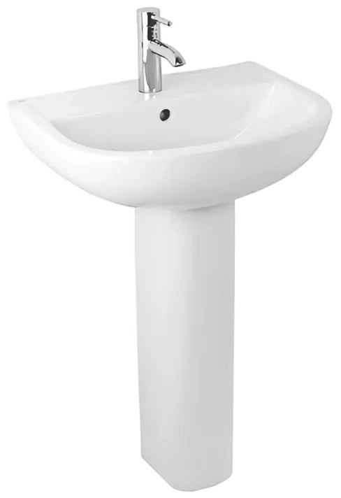 Lavabo con colonna 55 cm in ceramica bianco lucido salvaspazio monoforo