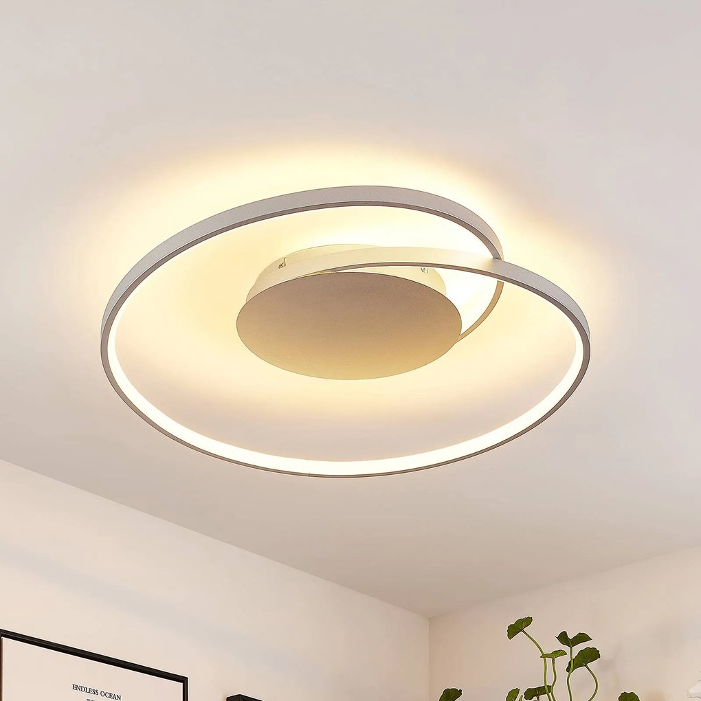 Lucande Plafoniera LED Enesa, 63 cm, argento, alluminio, CCT