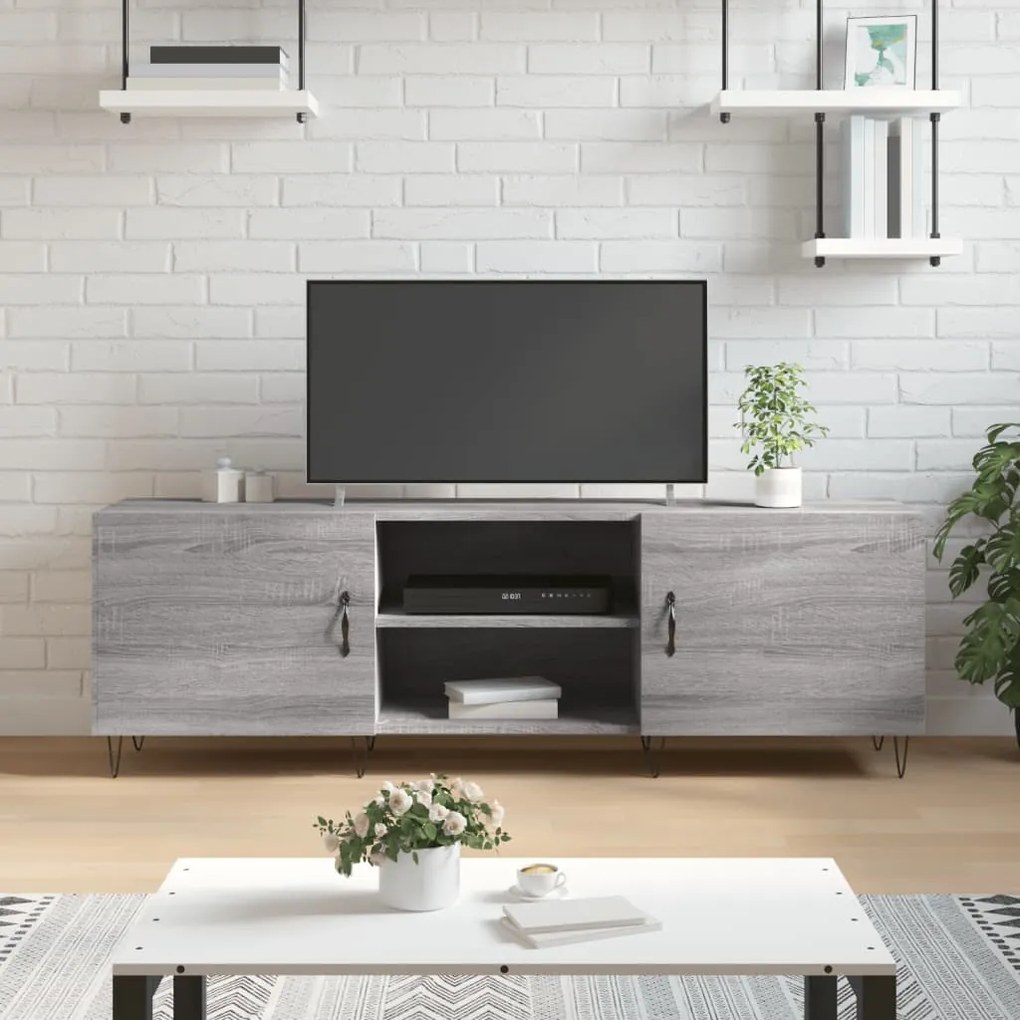 Mobile porta tv grigio sonoma 150x30x50 cm in legno multistrato