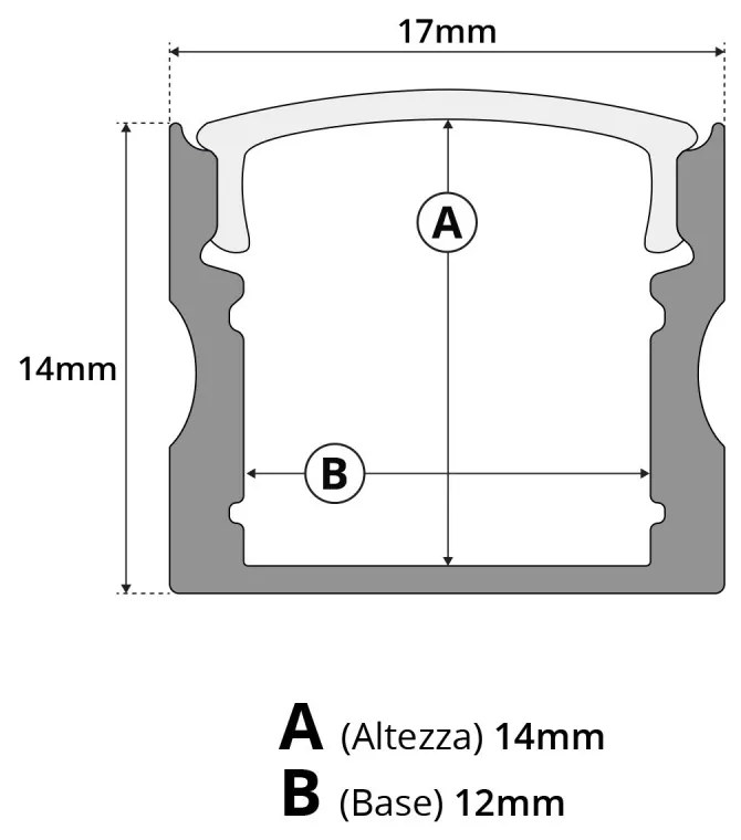 Profilo Alto 1m e 2m per striscia LED Alluminio Quadrato Selezionare la lunghezza Profilo 2 metro