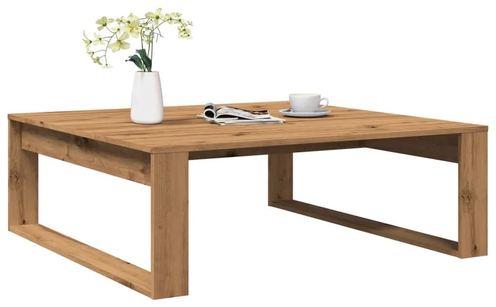 Tavolino Salotto Rovere Artigianale 100x100x35 Cm İn Truciolato /