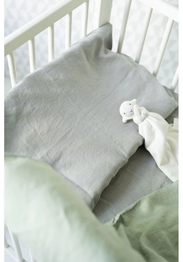 Biancheria da letto per bambini in lino verde Natura, 70 x 100 cm Sage - Linen Tales