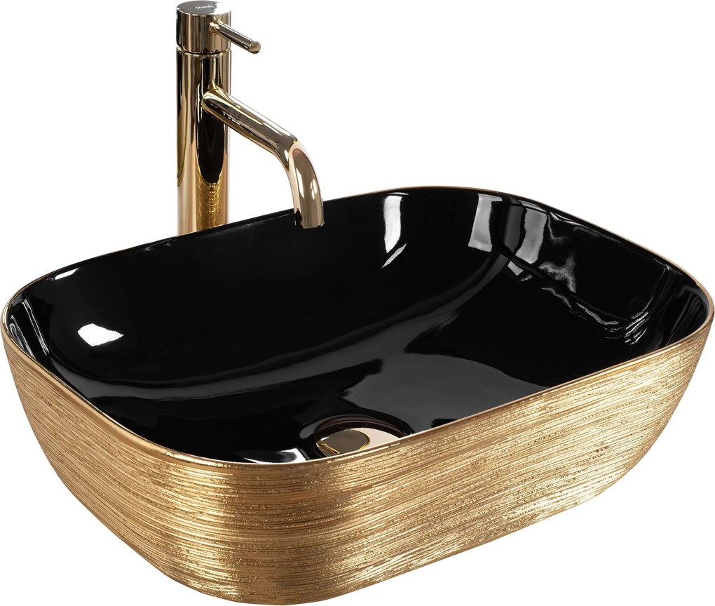 Lavabo da appoggio Rea Belinda BLACK  BRUSH GOLD
