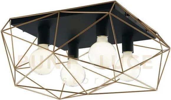 Plafoniera abraxas nera e oro 4 luci attacco e27 41,7x40x26,5cm in ...