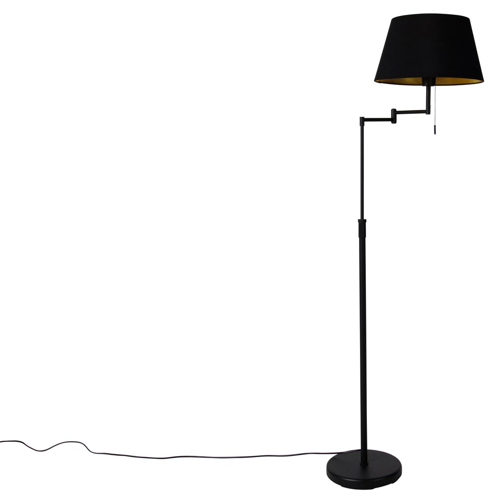Lampada da terra intelligente nera con paralume nero incl. Wifi A60 - Ladas Deluxe