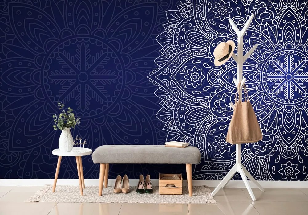 Carta da parati – Mandala blu scuro