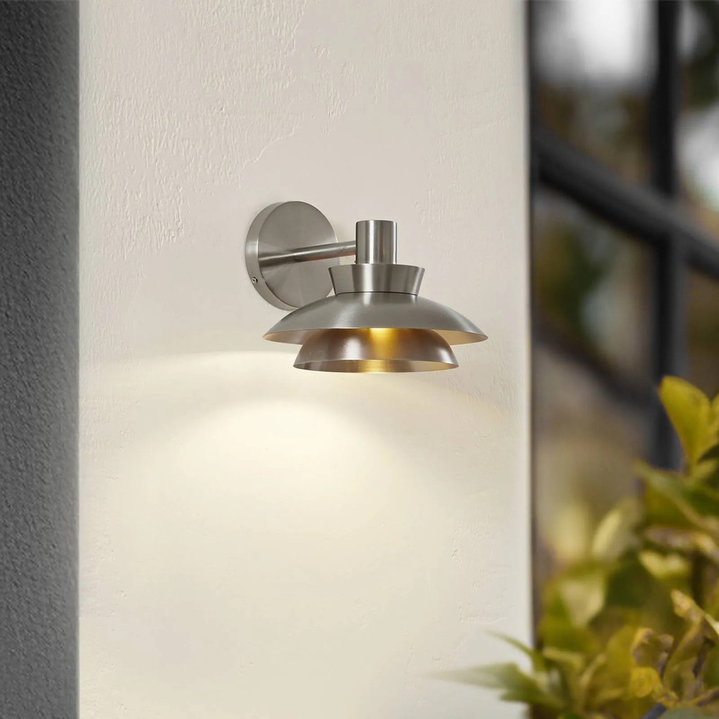 Lucande Applique da esterno Thais, acciaio inox, Ø 25 cm
