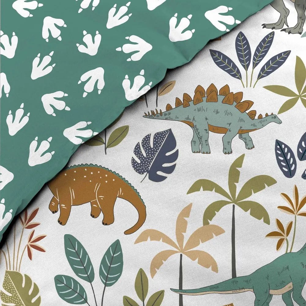 Set copripiumino e federa da bambini bianco/verde in cotone per letto singolo 140x200 cm Dina – douceur d'intérieur