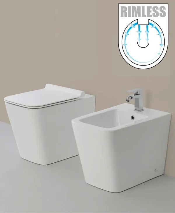 Sanitari filo muro scarico parete wc bidet e copriwater