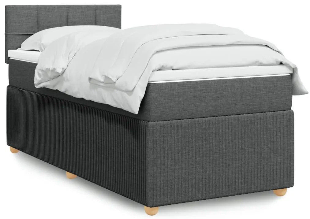 Giroletto A Molle Con Materasso Grigio Scuro 80x200 Cm Tessuto /