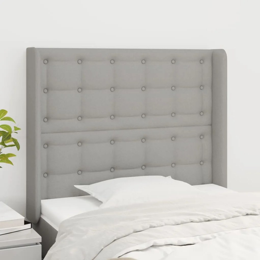 Testiera Ad Orecchio Grigio Chiaro 93x16x118/128 Cm İn Tessuto /