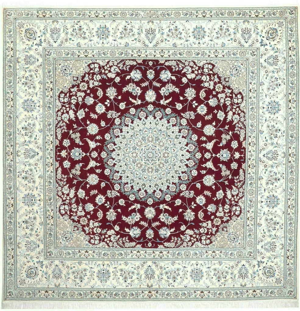 Nain Tappeto persiano 200x200 Rosso (Iran) Annodato A Mano