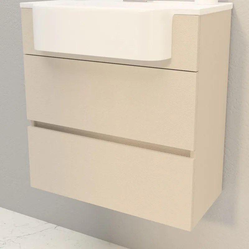 Mobile da bagno sospeso sotto lavabo L 70 x H 25 x P 46 cm Beige Greige, 2 cassetti BADEN HAUS Paris