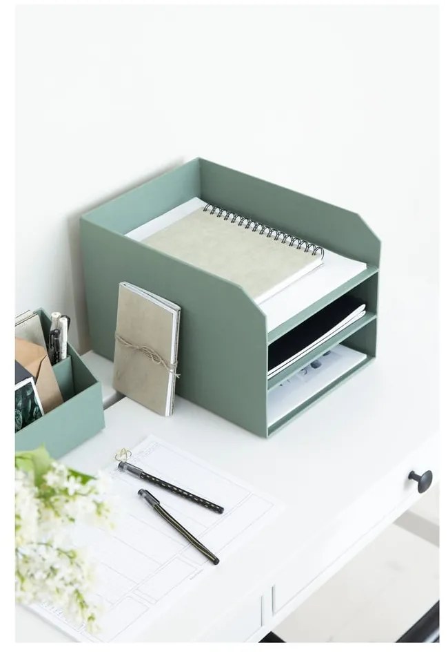 Organizer verde in cartone per documenti Trey Canvas Paper Laminate – Bigso
