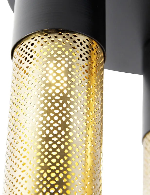 Plafoniera industriale nera con oro rotonda 3 luci - Raspi