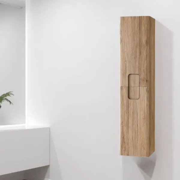 Colonna bagno sospesa 160 cm ARCO due ante reversibile Rovere Nodi