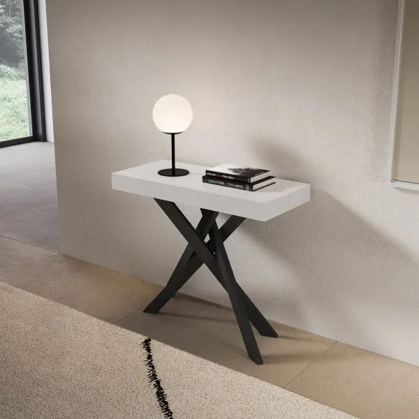 Consolle allungabile Libo Premium - Bianco frassino gambe antracite 90x40/300 cm