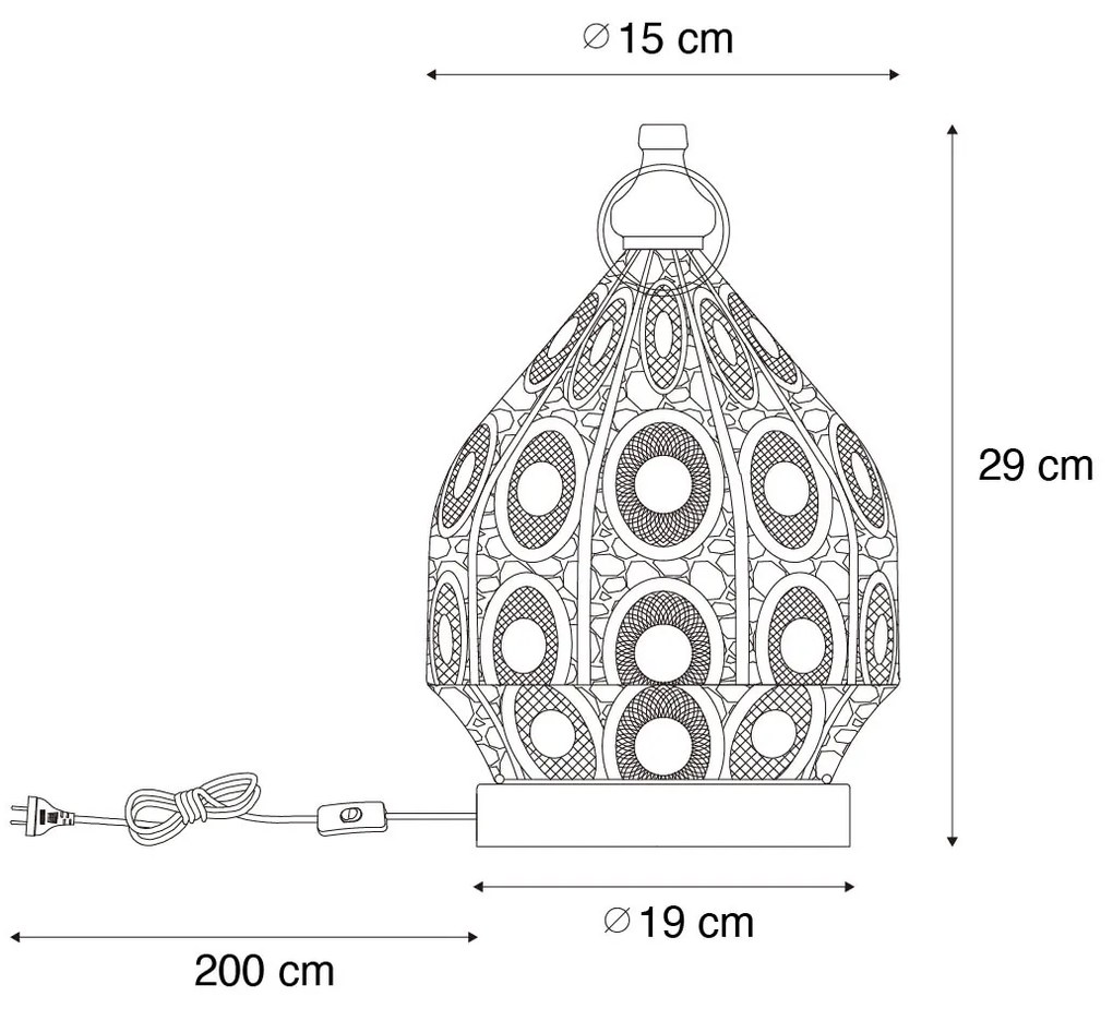 Lampada da tavolo orientale oro 19 cm - Mowgli