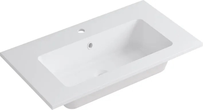 Lavabo a incasso rettangolare L 80.5 x H 14 x P 46 cm in resina bianco opaco