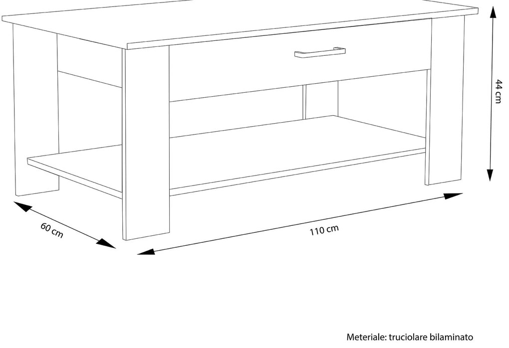BERRY - tavolino da salotto moderno cm 110 x 60 x 44 h