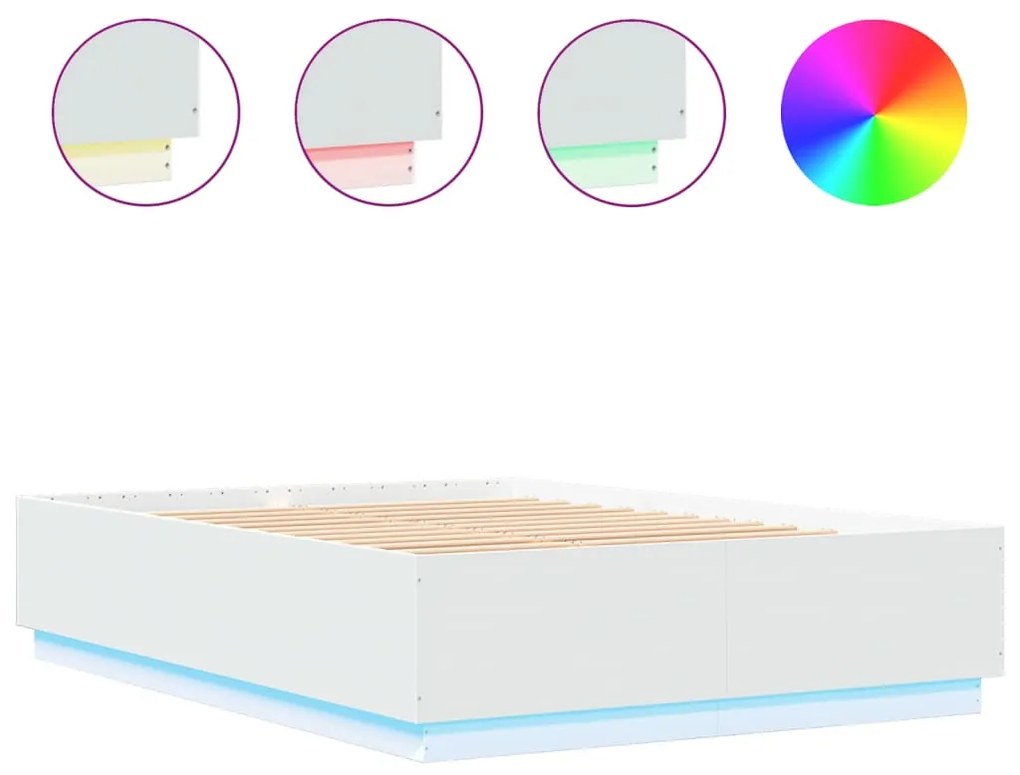 Giroletto con luci led bianco 120x200 cm in legno multistrato