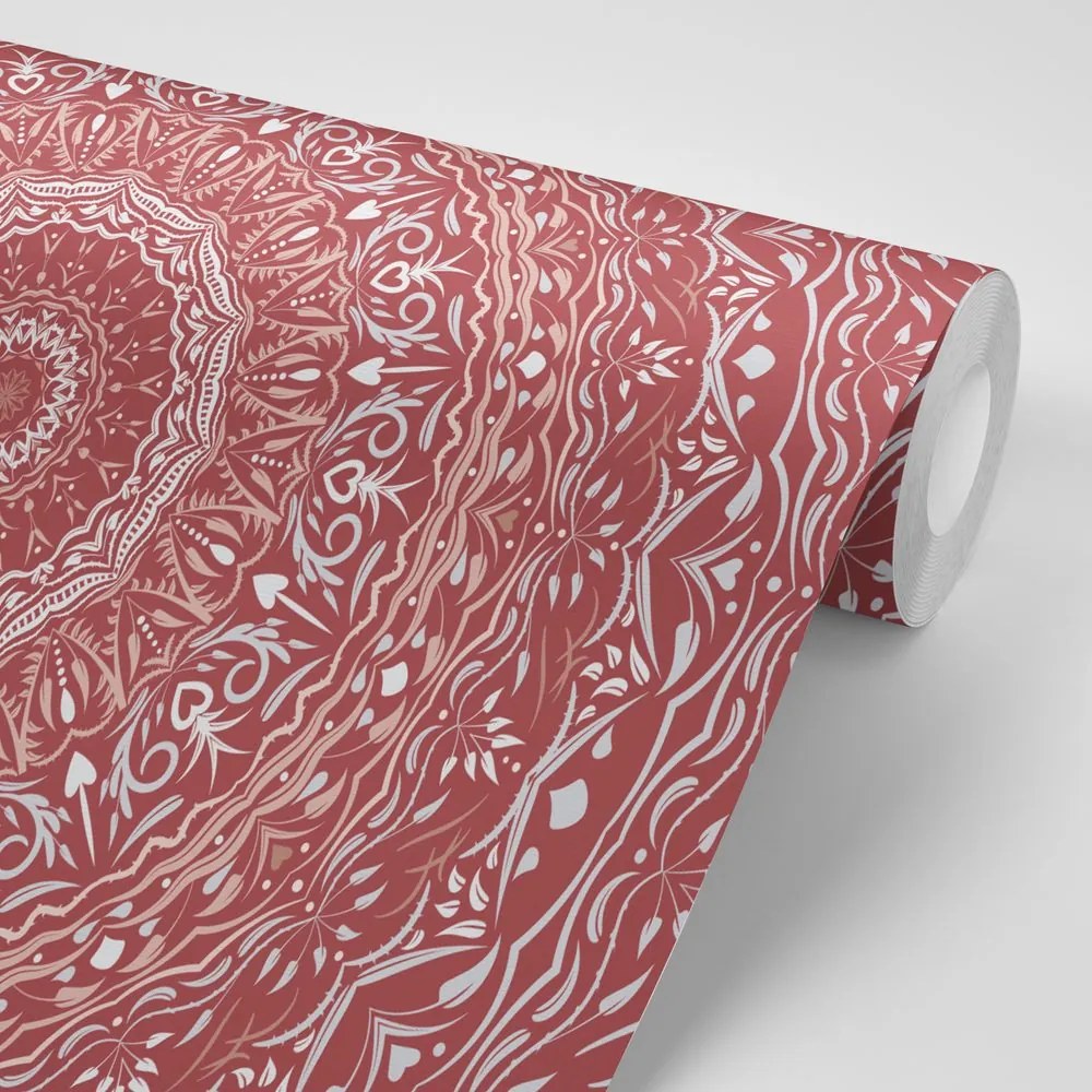Carta da parati – Mandala in stile vintage in tonalità rosa
