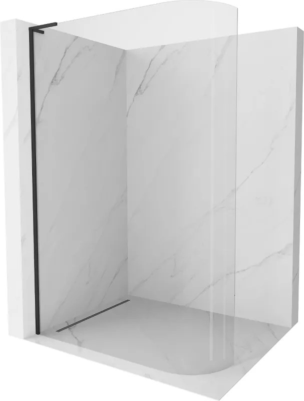 Mexen Kioto-R L pannello doccia arrotondato Walk-in 80 x 200 cm, trasparente, nero - 800-080-103-70-06