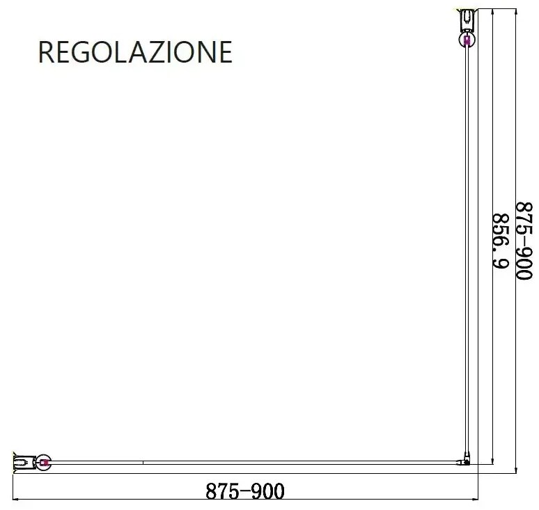Box Doccia Fumè H200 Doppia Battente Profili Neri