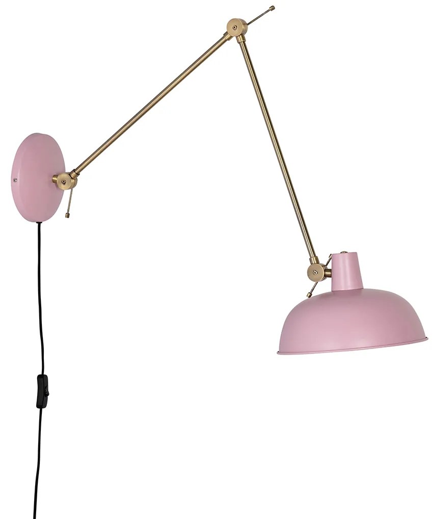 Lampada da parete retrò acciaio rosa con bronzo - Milou