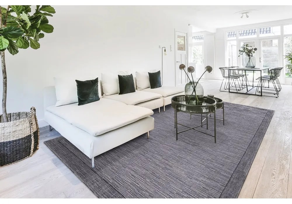 Tappeto in lana grigio scuro 160x240 cm Linea - Agnella