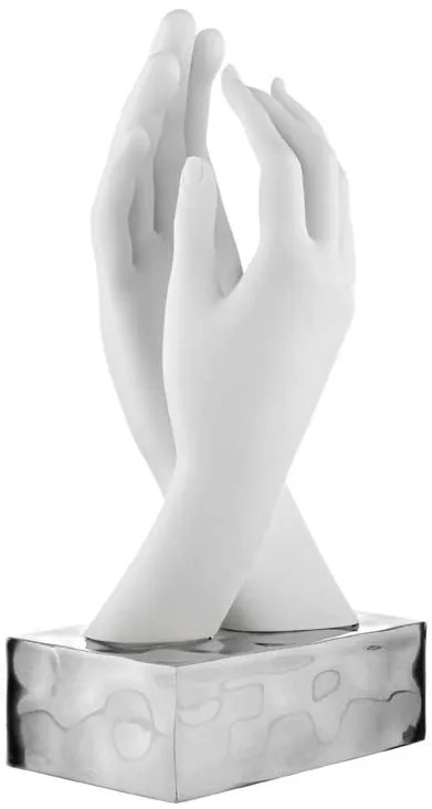 Bongelli preziosi Scultura in marmorino moderna Mani intrecciate h 43 - varie colorazioni BIANCO ARGENTO