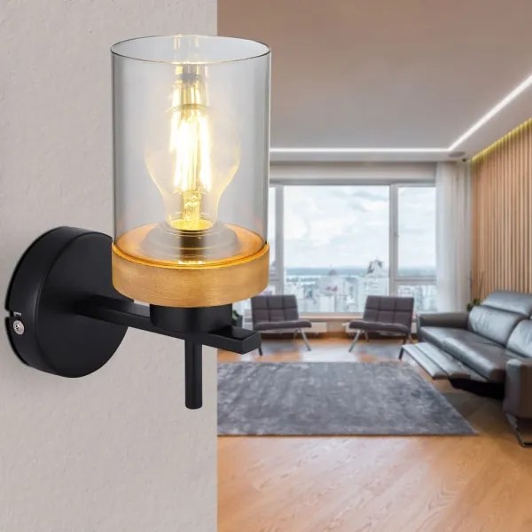 Globo 15557W - Applique FINCA 1xE27/40W/230V metallo/legno