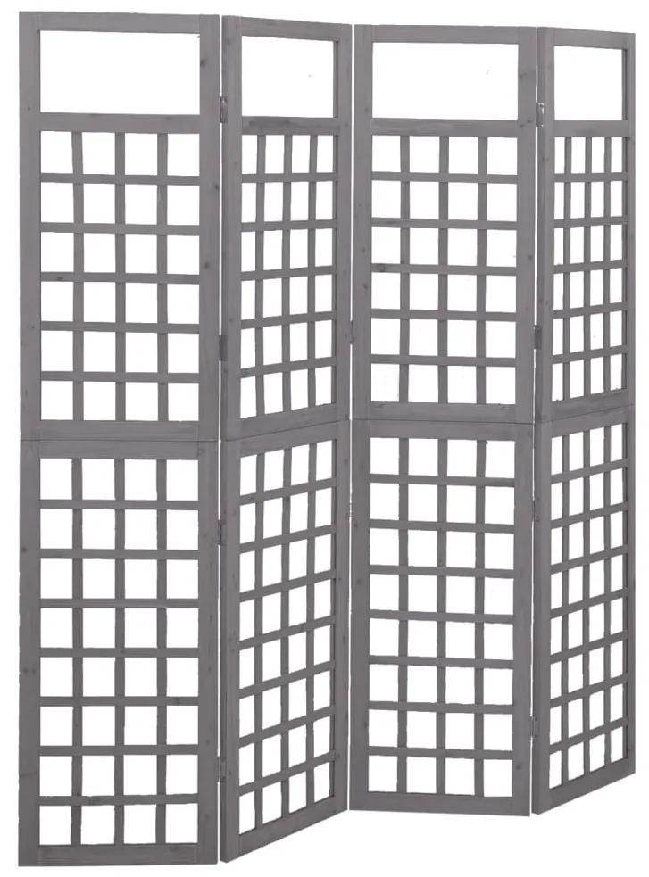 Divisorio a 4 pannelli in massello di abete grigio 161x180 cm