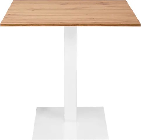 Tavolo bar ristorante 80x80 cm base bianca piano laminato Rovere Nodato H 75
