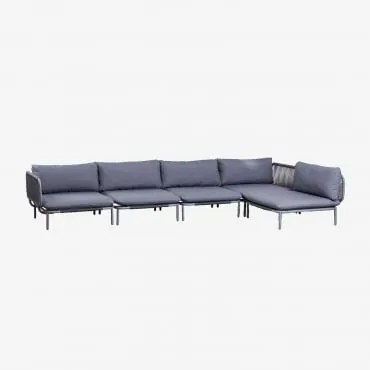 Divano componibile da giardino ad angolo 5 pezzi Roubly Grigio - Sklum