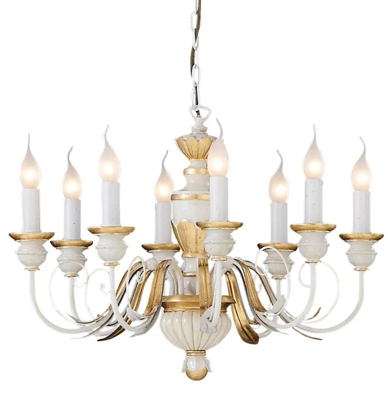 Lampadario Classico Firenze Materie Plastiche Bianco 8 Luci E14