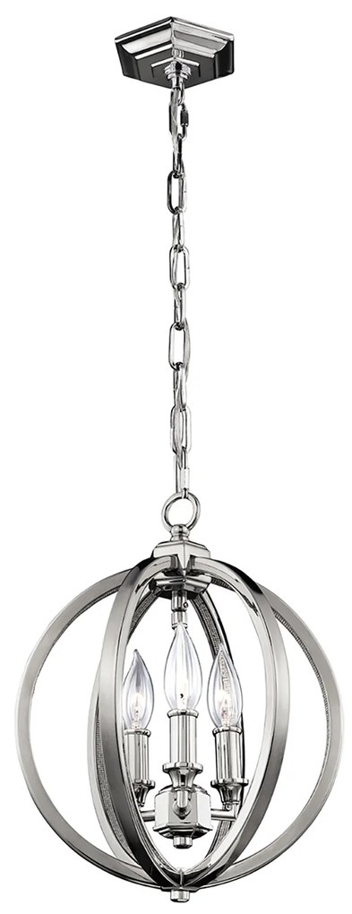 Lampadario Classico Corinne Acciaio Nichel Lucido 3 Luci E14 D28,6 Cm