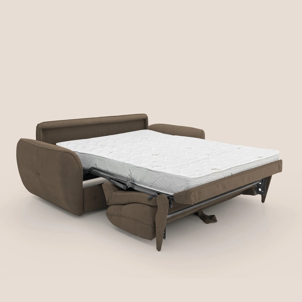Zeus Divano letto scandinavo con schienale alto in tessuto impermeabile T02 marrone