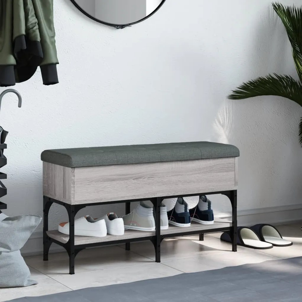 Panca porta scarpe grigio sonoma 82x32x45 cm legno multistrato