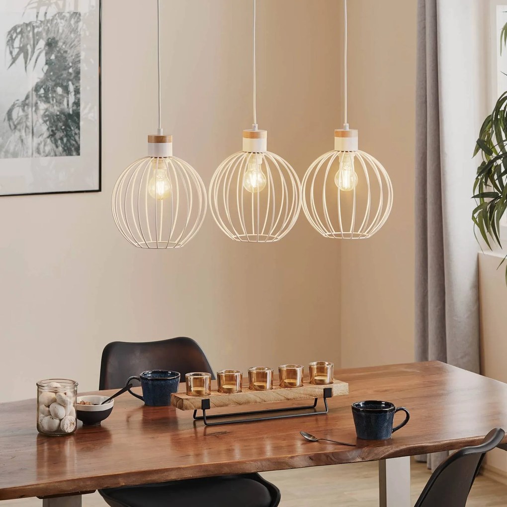 EMIBIG LIGHTING Lampada a sospensione Barbado, 3 luci, bianco