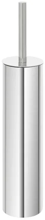 Portascopino tondo slim in acciaio inox setole nere e secchio estraibile