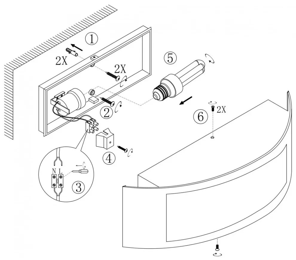 Applique Nera da Parete E27, IP54 da Esterno - Serie ARC Base E27