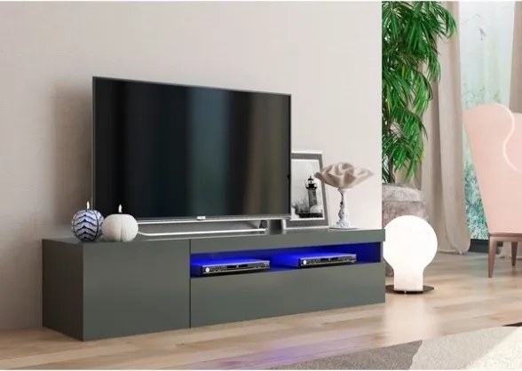 Mobile Porta TV Basso 155x40x36 Con Vano Decoder Antracite Lucido Daiquiri