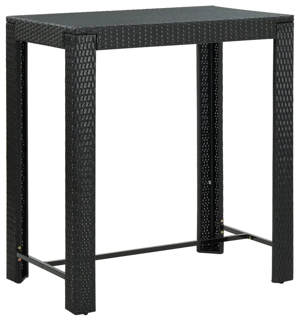 Set bar da giardino 5 pz con cuscini in polyrattan nero