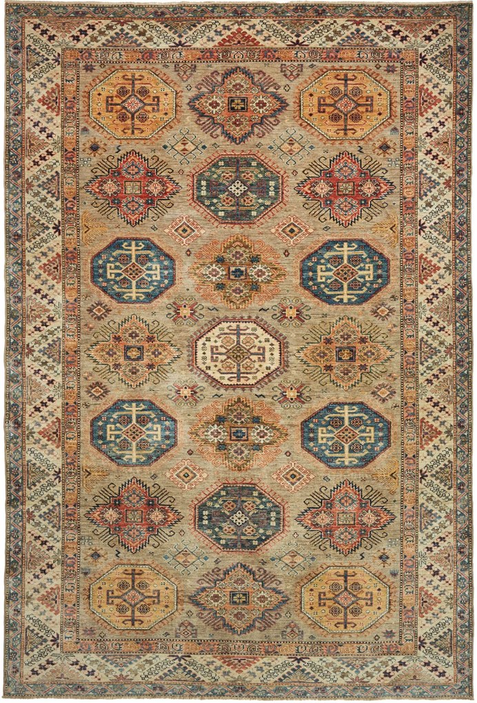 Kazak Tappeto 210x300 Beige (Pakistan) Annodato A Mano